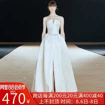 Travel light wedding dress bride 2021 new Hepburn pants satin retro Qi Di go out yarn short section