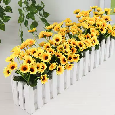 Sunflower dried flower fence set fake flower simulation flower indoor decoration Partition occlusion living room decoration floral flower arrangement