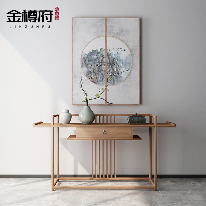 New Chinese style entrance table Pure solid wood strip case Modern simple case desk cabinet Wall-to-door side cabinet Entrance table for table