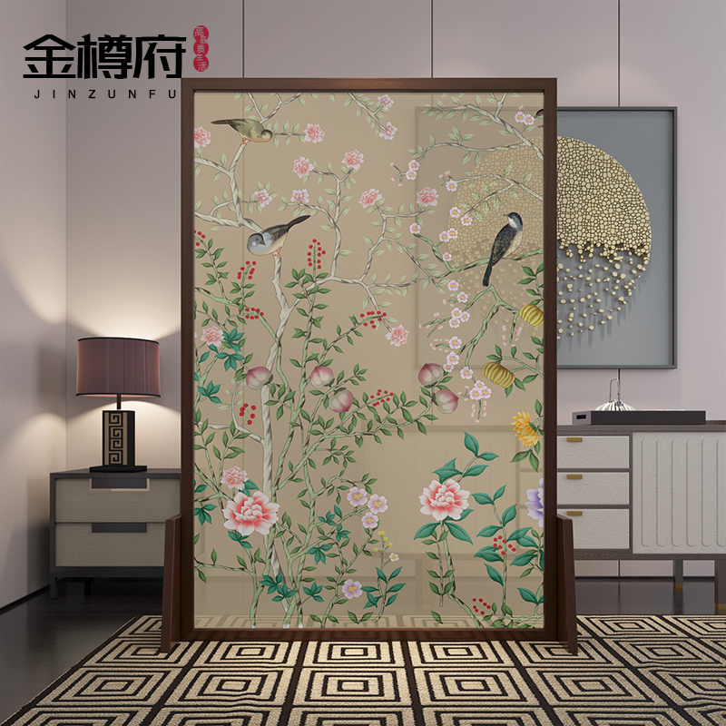 New Chinese Screen Partition Living Room Bedroom Shelter Home Cloth Art Xuanguan Brief about modern solid wood mobile holder screen