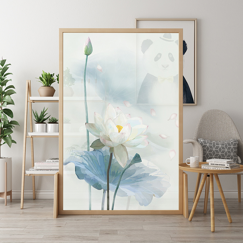New Chinese Screen Partition Living Room Cloth Art Xuan Guan Brief Modern Fashion Bedroom Shelter Home Zen lotus flower
