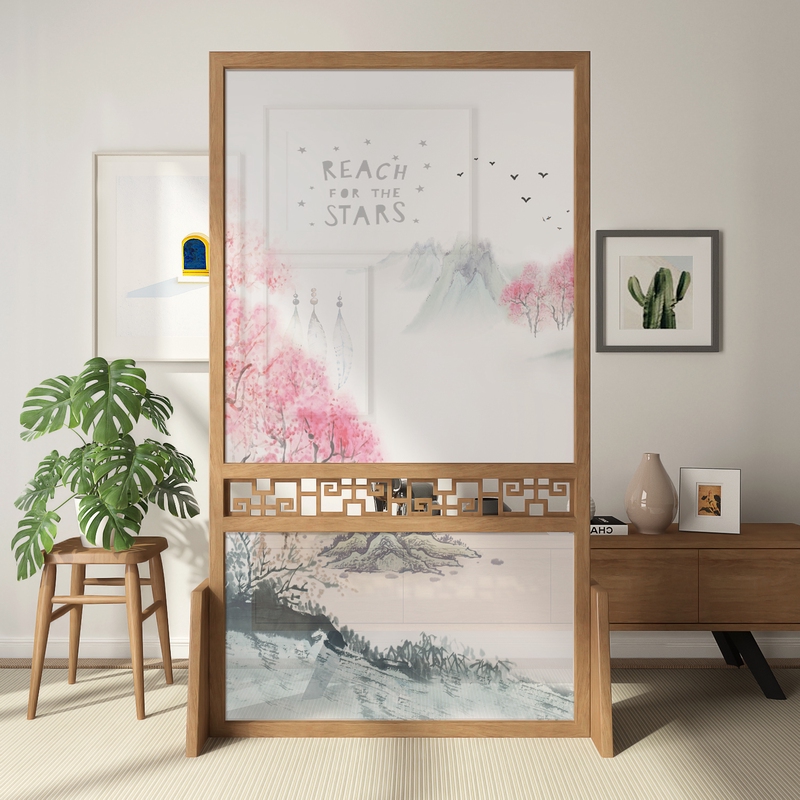New Chinese Screen Partition Living Room Cloth Art Xuanguan Brief about modern bedroom shielded home wooden office entrance door