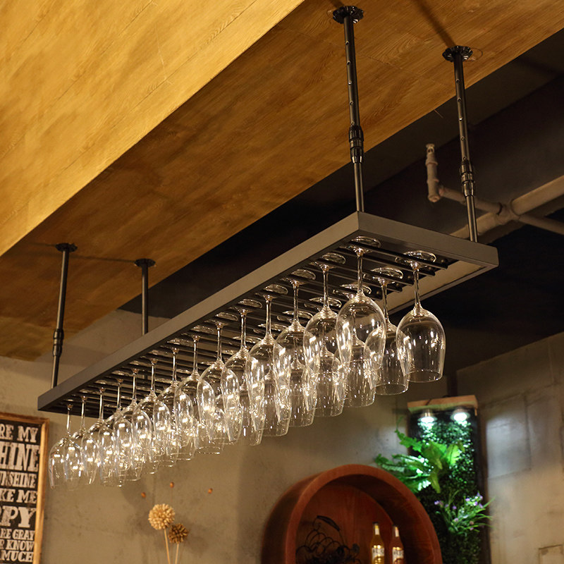 American loft bar Table Red Wine Glass Shelf Upside Down Hanging High Foot Cup Rack Bar Wine Glass Rack Industrial Wind Hanging Wine Glass Shelf