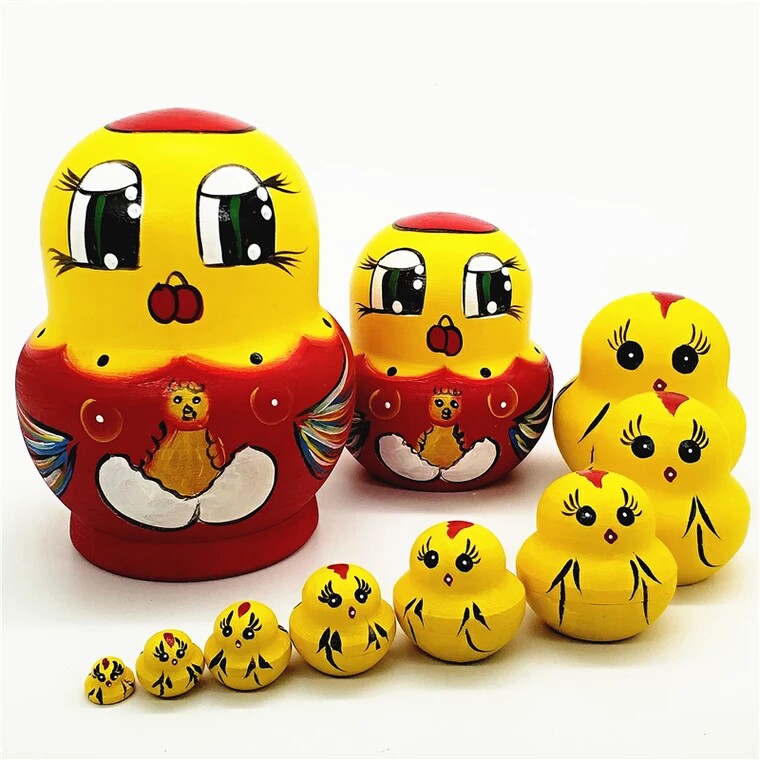 Russian nesting chicken toy 10 layers endless chick gift Russian nesting doll creative vibrato with the same paragraph 02