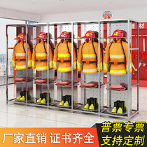  Emergency fire service clothing rack Stainless steel combat clothing fireproof dressing cabinet double-sided rotatable rescue clothing coat locker