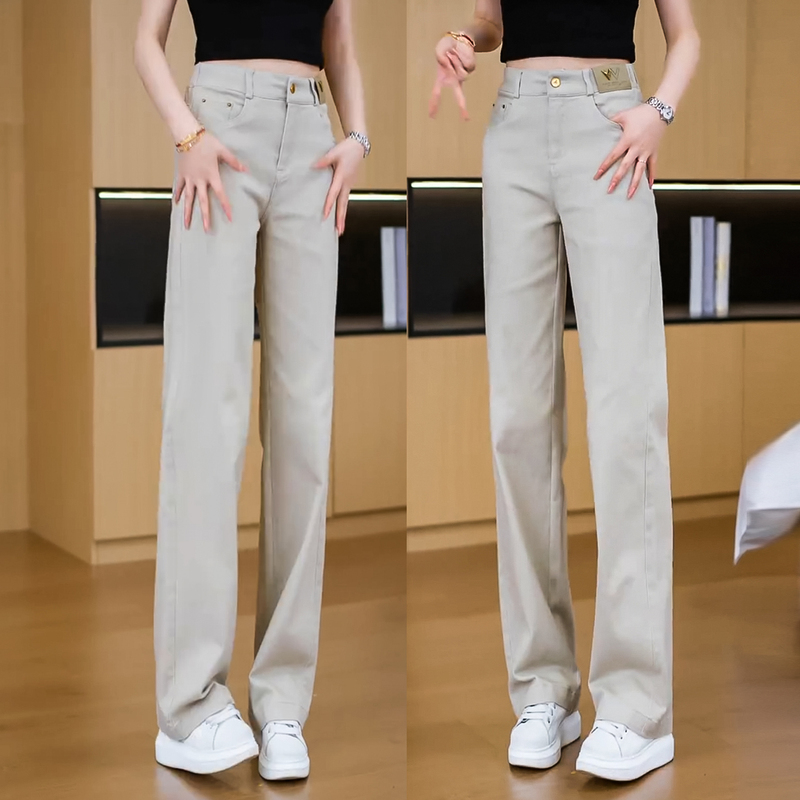 2026 Summer Slim Wide-Leg Pants for Women, This Year's Popular Morandi Gray Hot-Selling Washed Fashion Straight-Leg Casual Pants for Women