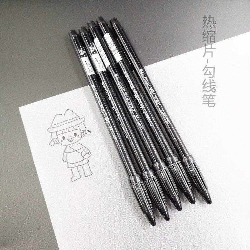 (2 pcs) heat shrinkable film scribing pen fiber pen black water-based pen hook line pen extra fine 0 3mm