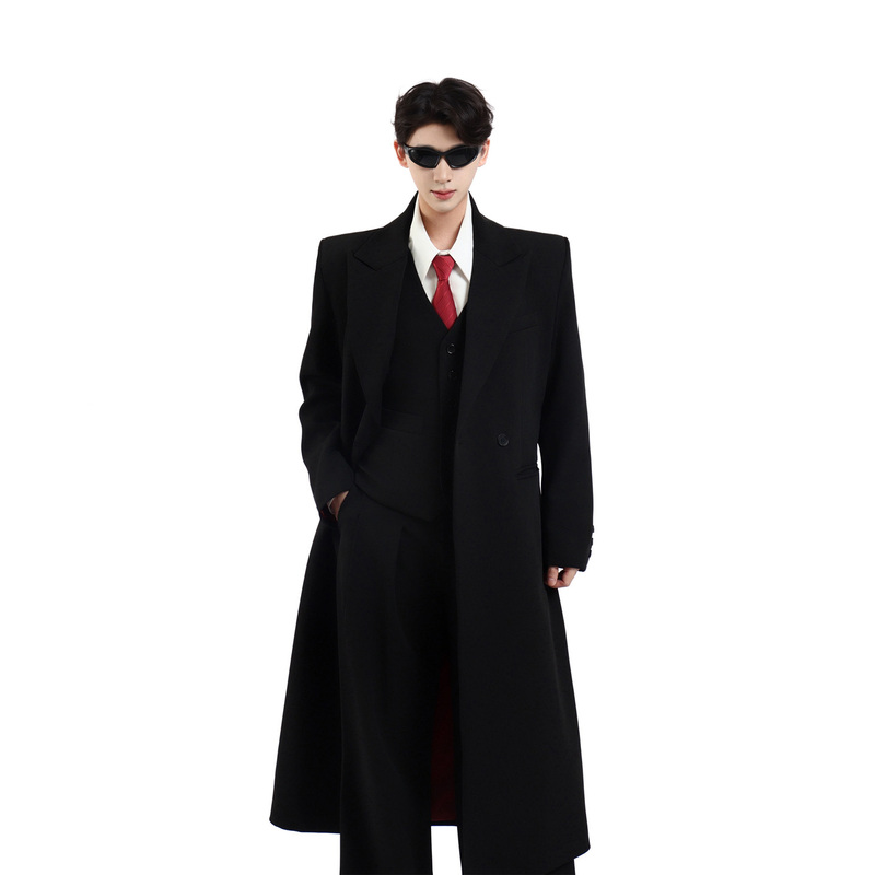 Unbound Light Luxury High-Fashion Red-Soled Silhouette Coat for Men, Niche and Elegant Trench Coat, Waist-Cinching Long Blazer Unbound Light Luxury High-Fashion Red-Soled Silhouette Coat for Men, Niche and Elegant Trench Coat, Waist-Cinching Long Blazer