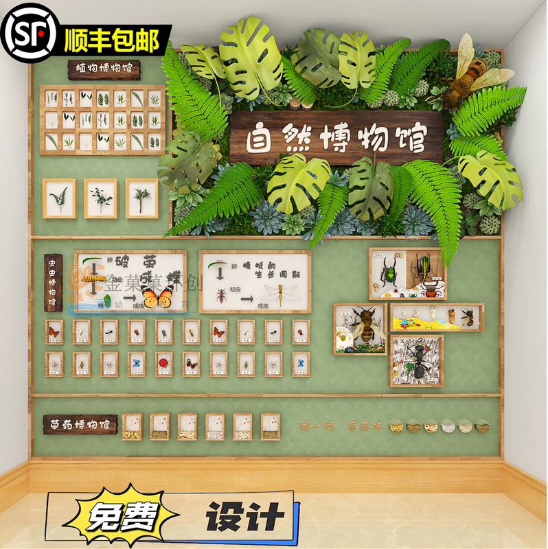 Natural Education Theme Wall Kindergarten Environment Creation Corridor Aisle Children's Cultural Wall Solid Wood Wall Creative Display Wall
