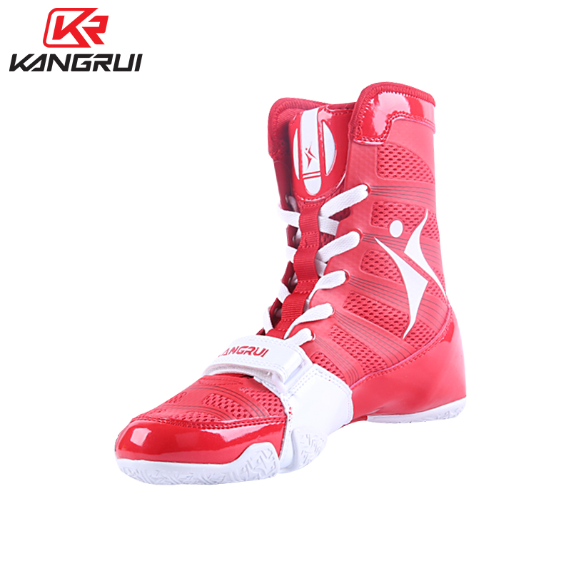 Kangrui boxing shoes professional weightlifting men's and women's wrestling fitness training Sanda boxing breathable high boots shoes