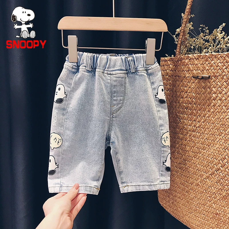 Quần jean snoopy / SNOOPY baby Hàn Quốc cho bé trai và bé gái 2020 quần 5 điểm trẻ em mùa hè mới - Quần jean