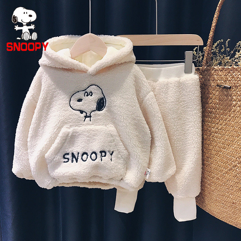 Snorby SNOOPY male and female children 2021 autumn and winter new suit children Garage thickened with two sets