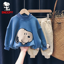 SNOOPY SNOOPY boys and girls plus velvet padded sweater children 2021 autumn and winter New coat baby Foreign