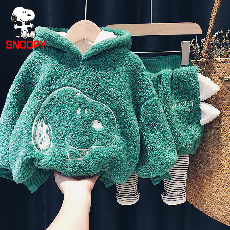 Snorby SNOOPY baby 2021 new autumn and winter clothing male and female thickened lamb suede jacket children suit
