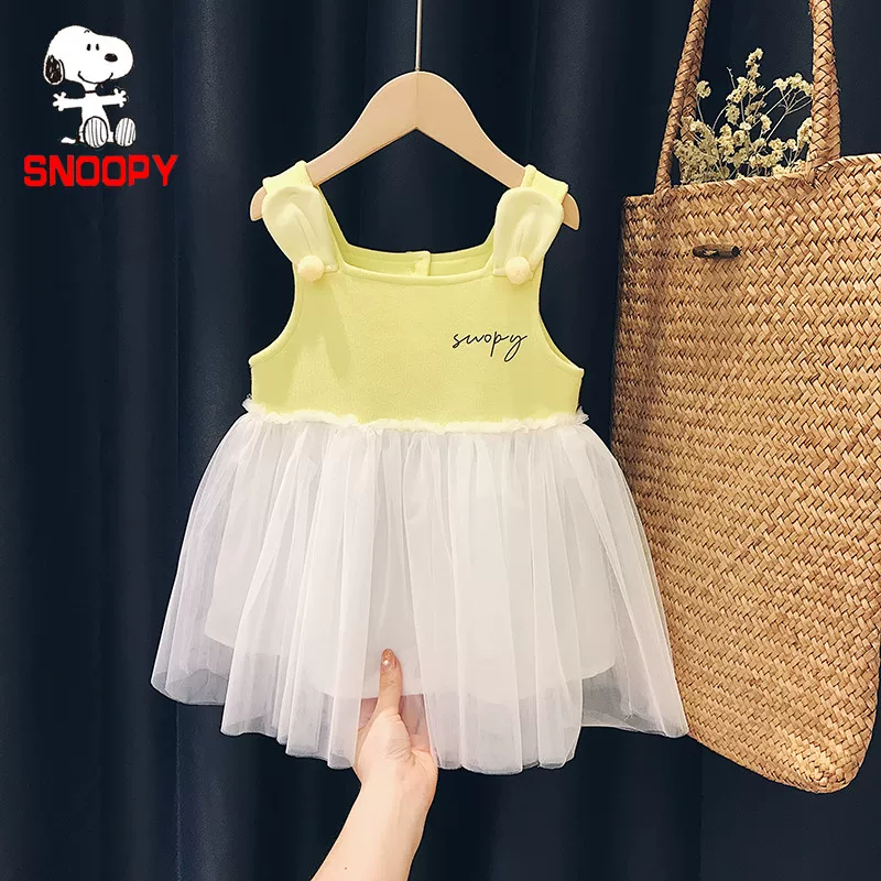 Nuby, Snoopy, юбка для девочек, осеннее slip dress, детское без рукавов платье, западный стиль