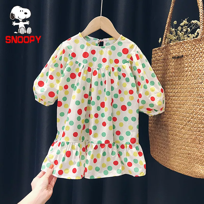 Nuby, snoopy, весеннее платье, детское платье с длинным рукавом, юбка для девочки, длинная юбка, тренд сезона, западный стиль
