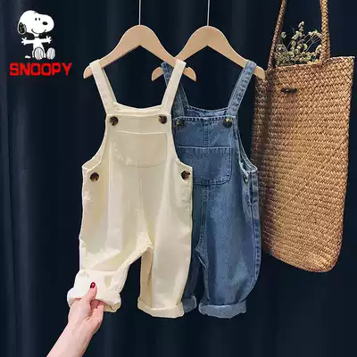 SNOOPY SNOOPY baby Korean denim baby bag pants for children 2021 new autumn men and women pants
