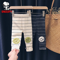 SNOOPY SNOOPY baby plus velvet padded leggings for boys and girls 2021 autumn and winter New long pants Joker