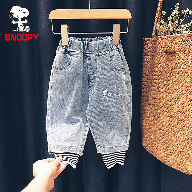Snorby SNOOPY 3 year old baby jeans male and female 2022 spring new children Korean version casual pants