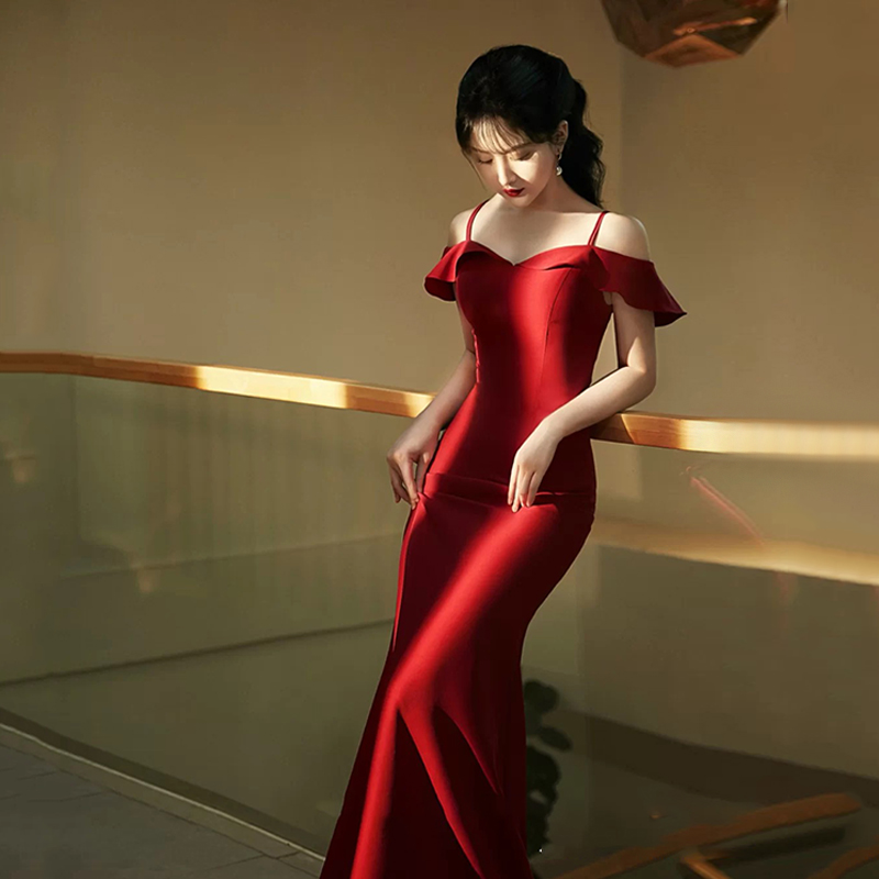 Bridal Toast Wedding to Wedding Engagement Answer Sheepsake Dinner Served Pistachio fish tails Skinny with a long version of the Shoulder Evening Gown