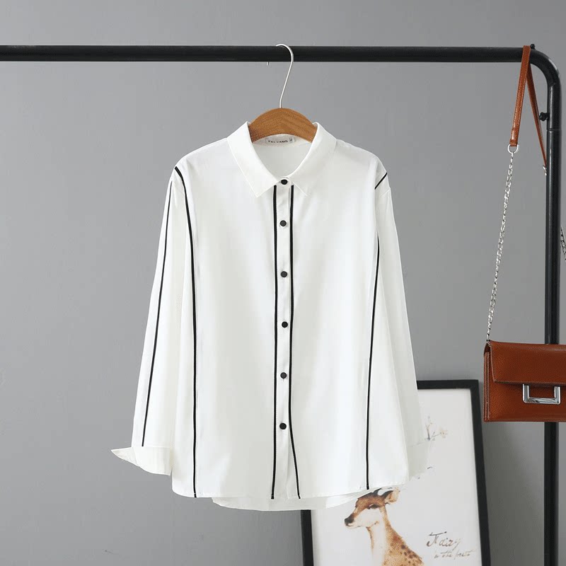 200 pounds professional white shirt female fat mm simple shirt Office interview shirt Student thin base top