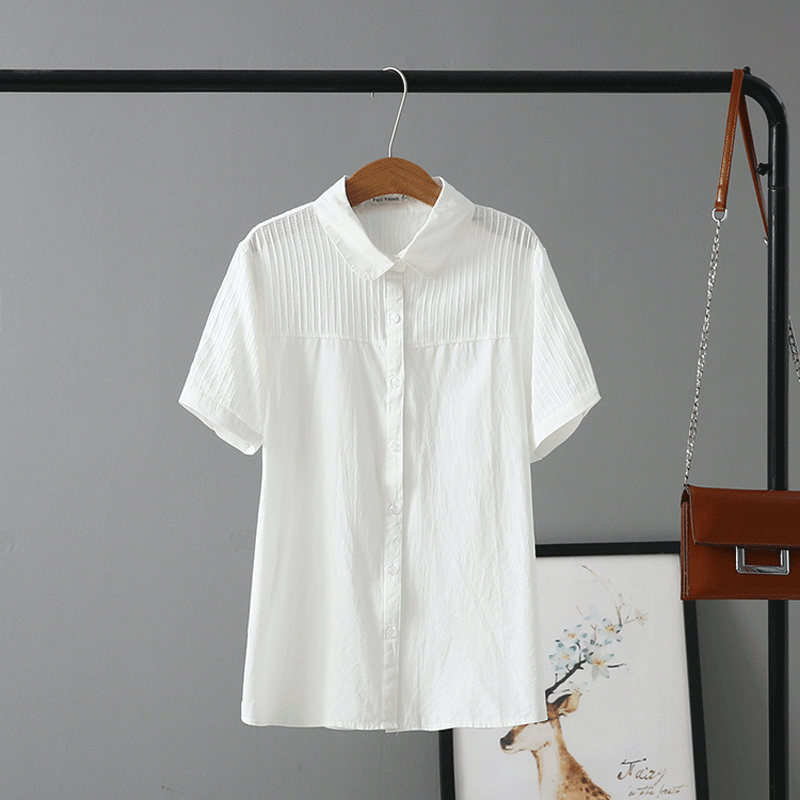 Career White Shirt Plus Fat Increase Code Short Sleeve Beating Bottom Fat MM Workwear Office Loose Interview Shirt