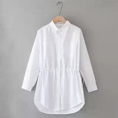 Large size women's clothing 2021 spring loose solid color waist thin cover belly fat mm medium and long version of shirt dress female