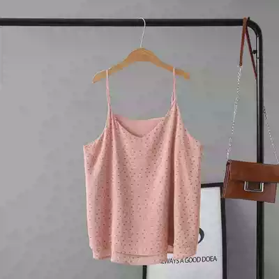 Camisole female inner large size 200 kg fat mm loose summer V-neck printed chiffon sexy outer wear double-layer bottoming