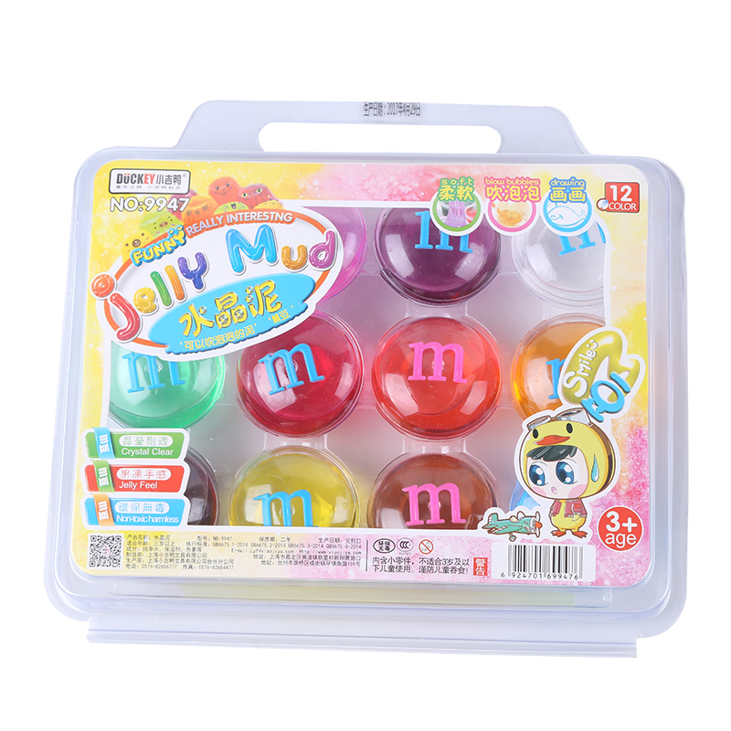 Small gig duck 9947 crystal clay 12 color Child color mud transparent rubber mud Non-toxic Clay can blow bubbles