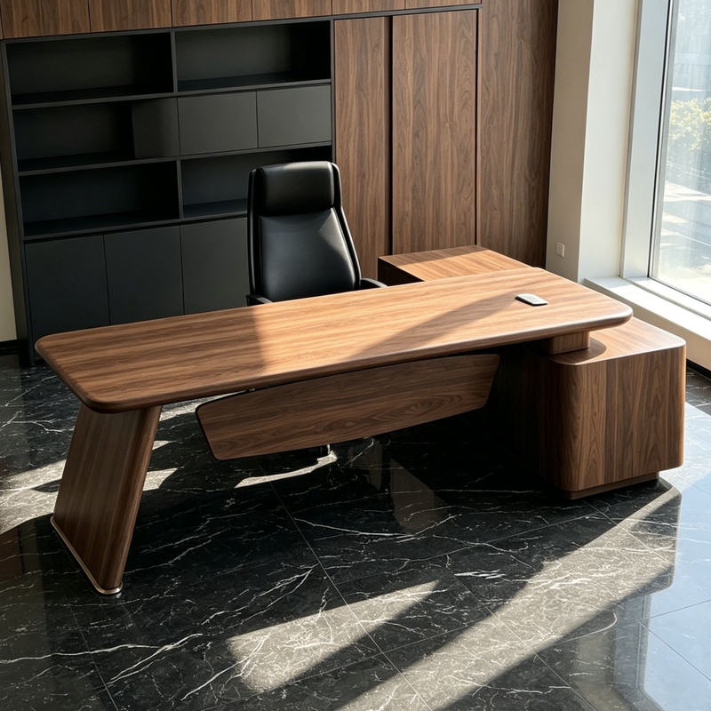 North American Black Walnut Executive Desk, High-End, Light Luxury, Simple Style, President's Office Desk, Solid Wood Executive Desk with Side Table North American Black Walnut Executive Desk, High-End, Light Luxury, Simple Style, President's Office Desk, Solid Wood Executive Desk with Side Table