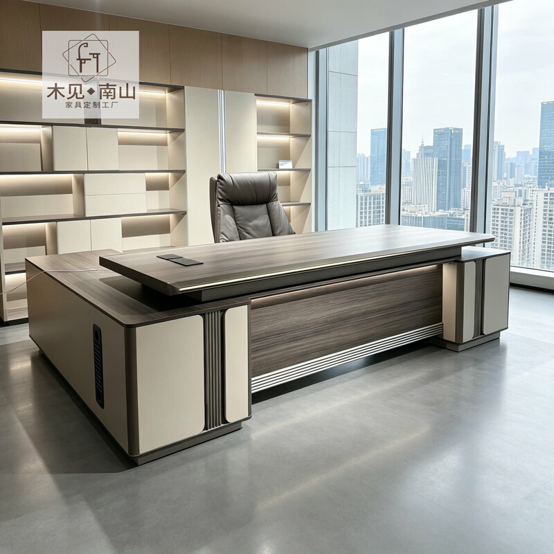 Light Luxury and High-End Solid Wood Executive Desk, 2026 New Model, High-End Simple Modern Young Ceo Executive Desk