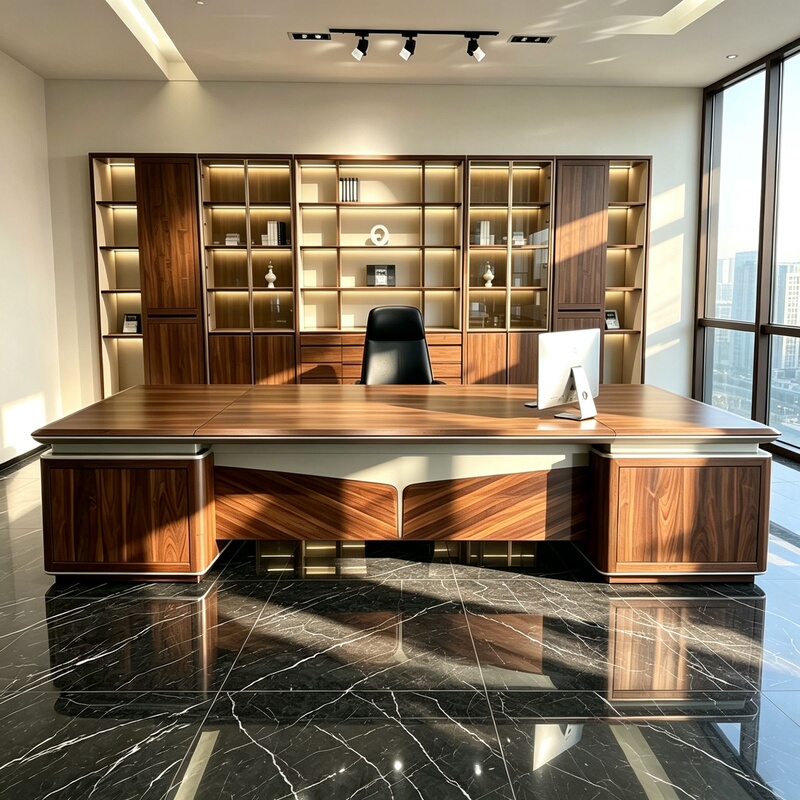High-End North American Walnut Solid Wood Executive Desk 2026 New Model High-End Chairman's Office Desk Ceo's Executive Desk
