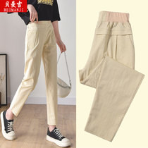 Pants Summer Womens Thin Section 90% 2022 New Big Code Casual Pants Loose Pure Cotton Tightness Waist Student Cotton Linen Pants