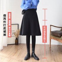 With skirt fake two-piece underpants female spring autumn and winter style one-piece dress pants big code external wearing plus suede thickened with high waist and warm