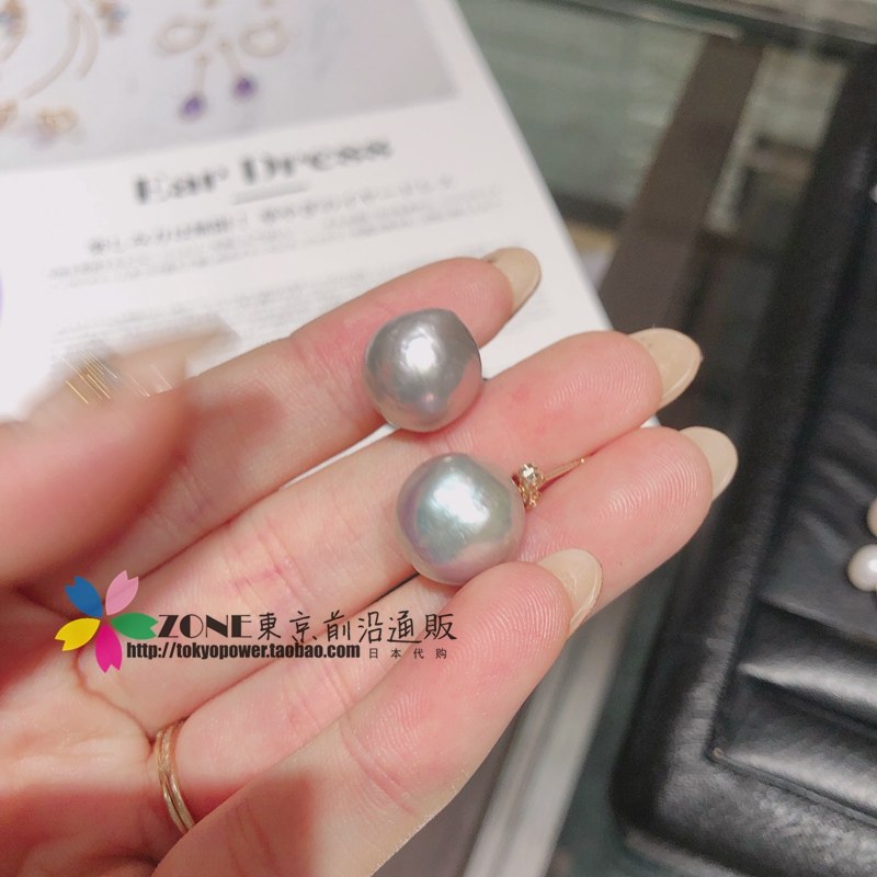Japan agete 19 winter European court style white pearl silver water drop 10K gold ear needle