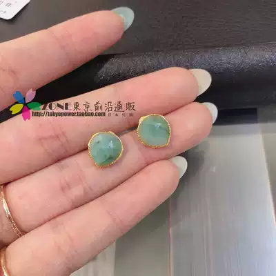 Japan agete18 autumn English courtyard style gems minimalist 10k gold earrings