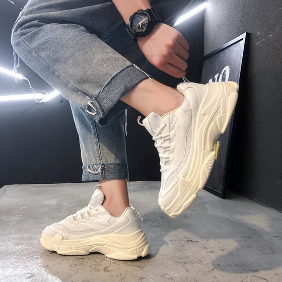 Men's shoes spring 2024 new couple sports white shoes versatile thick sole heightening dad shoes men's trendy shoes summer