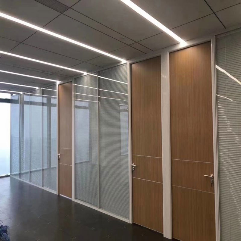 Office glass partition wall aluminum alloy screen high partition frosted double glass louver finished tempered glass partition