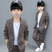 Childrens suit boys spring and autumn suit 2021 new western style British suit Korean version of handsome dress three-piece tide