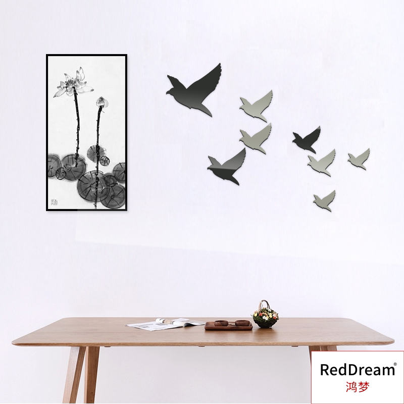 Simple Bird Acrylic 3D Wall Sticker Retro Study Living Room Home Decoration Background Wall