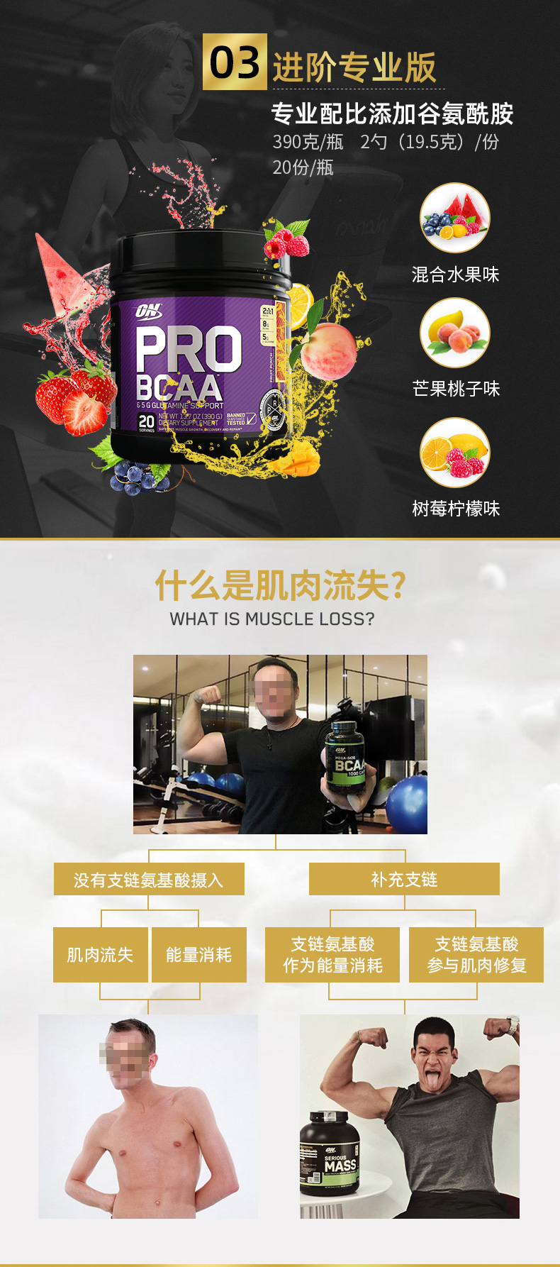 临期好价 美国 奥普帝蒙 bcaa支链氨基酸胶囊 200粒 图3