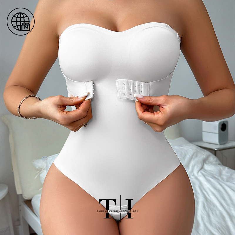Skims Amazon One-Piece Shapewear for Women with Invisible Shoulder Straps, Anti-Slip Strips, Tummy Control, Buttoned, Compression Waist Cincher