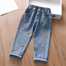 Girl Jeans Children Dress 2024 Autumn Clothing New Baby Foreign Air Trendy Long Pants Spring Autumn Style Casual Children Pants