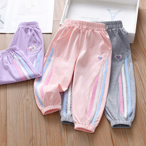 Girls' Casual Pants Summer Style Big Kids Spring and Autumn Wear Baby Sweatpants Pure Cotton Girls' Pants Children's Stylish Sports Long Pants