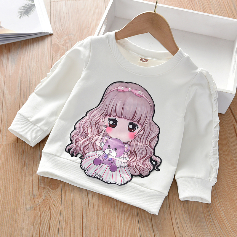 White & Zd036girl Autumn clothes Undershirt 2020 new pattern Children's wear children pure cotton T-shirt baby Foreign style Long sleeve Crew neck Sweater tide