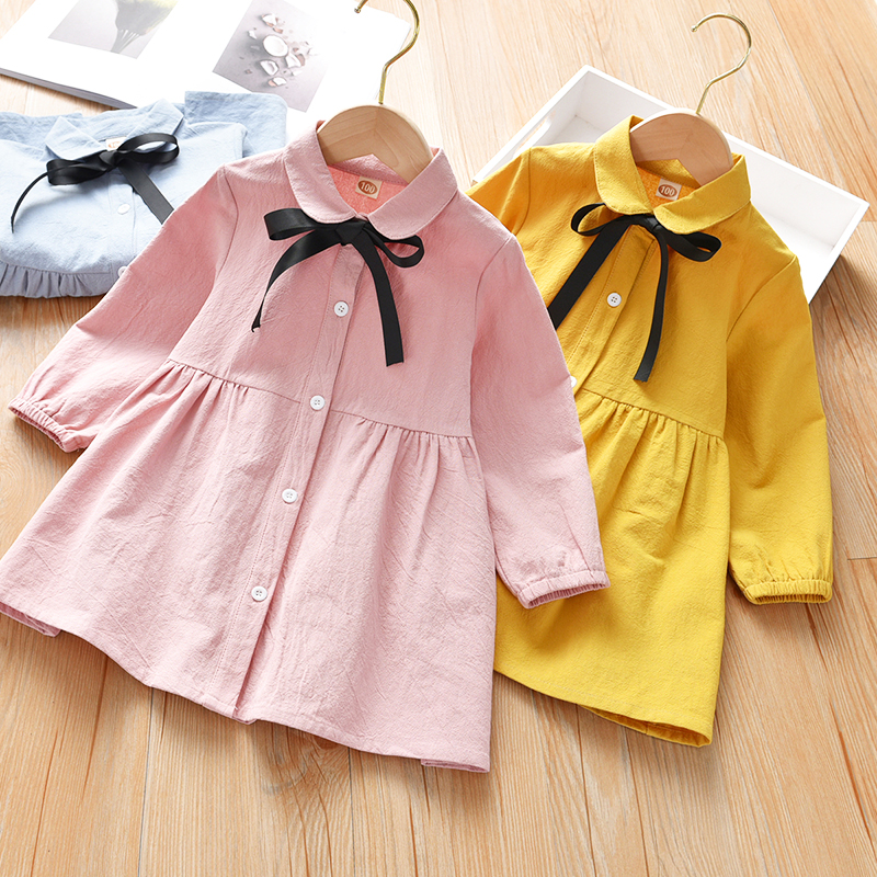 Girls dress spring and autumn 2022 new children's clothing children's spring clothing cotton shirt skirt baby western style skirt autumn clothing