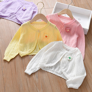 Girls sweater knitwear girls cardigan thin section baby long-sleeved shawl spring and autumn children's air-conditioning shirt jacket