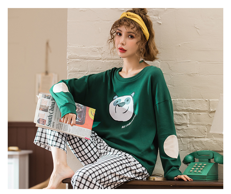 Đồ ngủ nữ ở Nam Cực mùa xuân và mùa thu cotton dài tay công chúa Hàn Quốc gió dễ thương có thể mặc bộ đồ màu vàng mùa đông đồ bộ kiểu mới