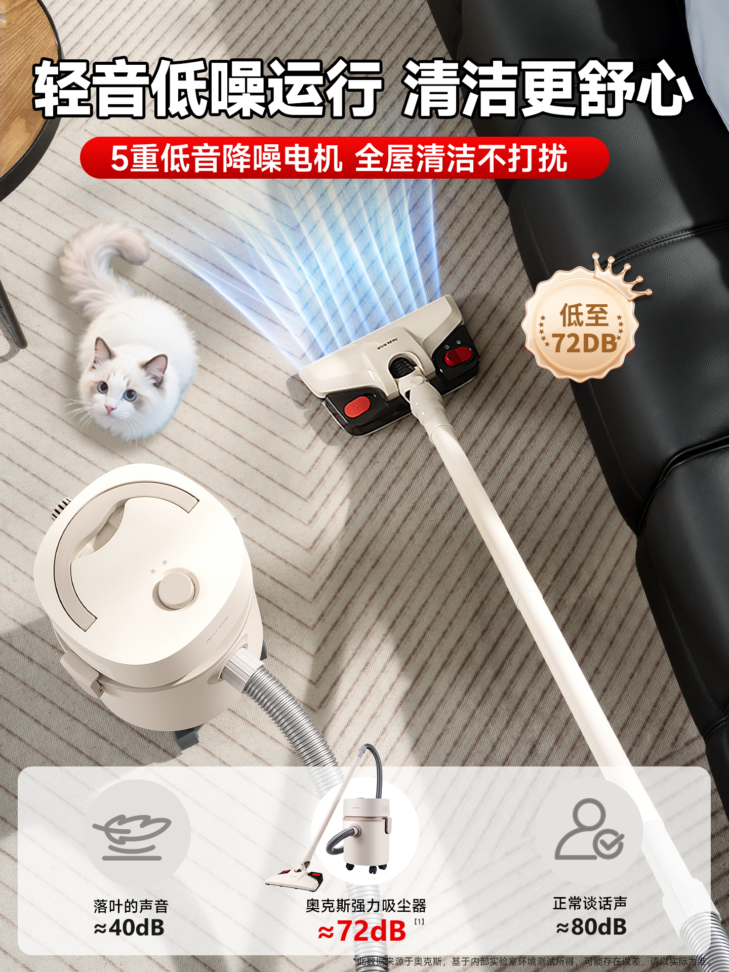 Oaks Vacuum Cleaner, Small Handheld High-Power Industrial Cleaning Machine for Home Use, Suitable for Cleaning Cat Hair, Mop and Vacuum in One
