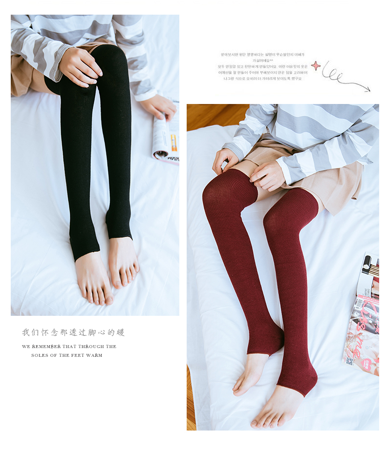 Trên đầu gối bước lên tất chân Phụ nữ cotton Nhật Bản miếng đệm đầu gối chân ấm vớ Hàn Quốc mùa xuân và mùa hè xếp chồng cao vớ tất trẻ em
